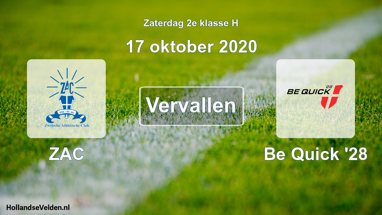 Scheduled Match: ZAC - Be Quick '28 (17 October 2020)