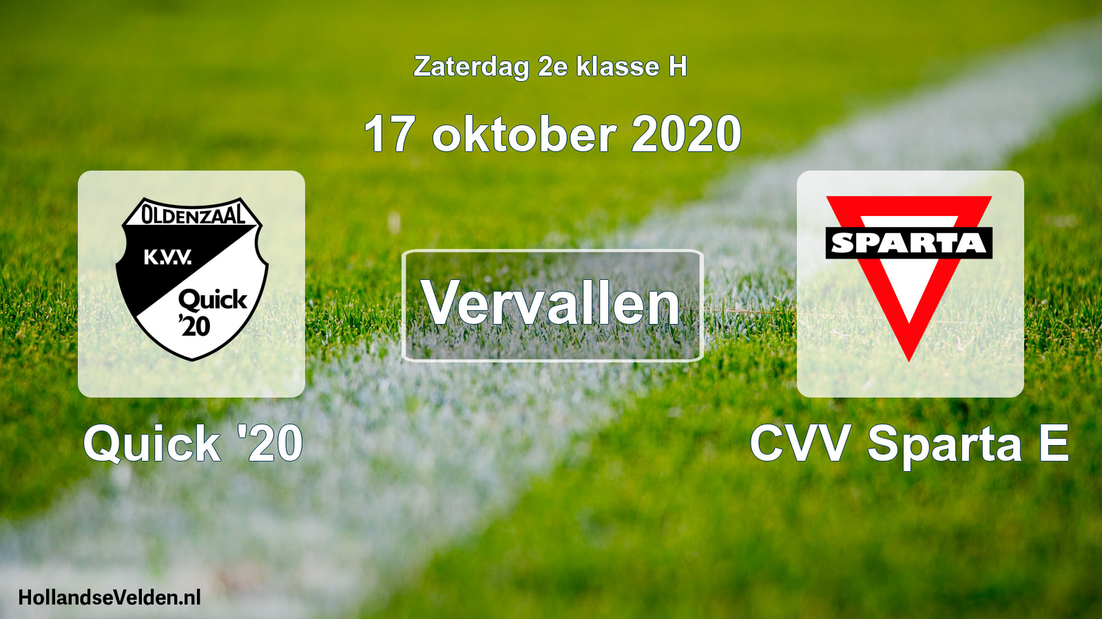 Scheduled Match: Quick '20 - CVV Sparta E (17 October 2020)