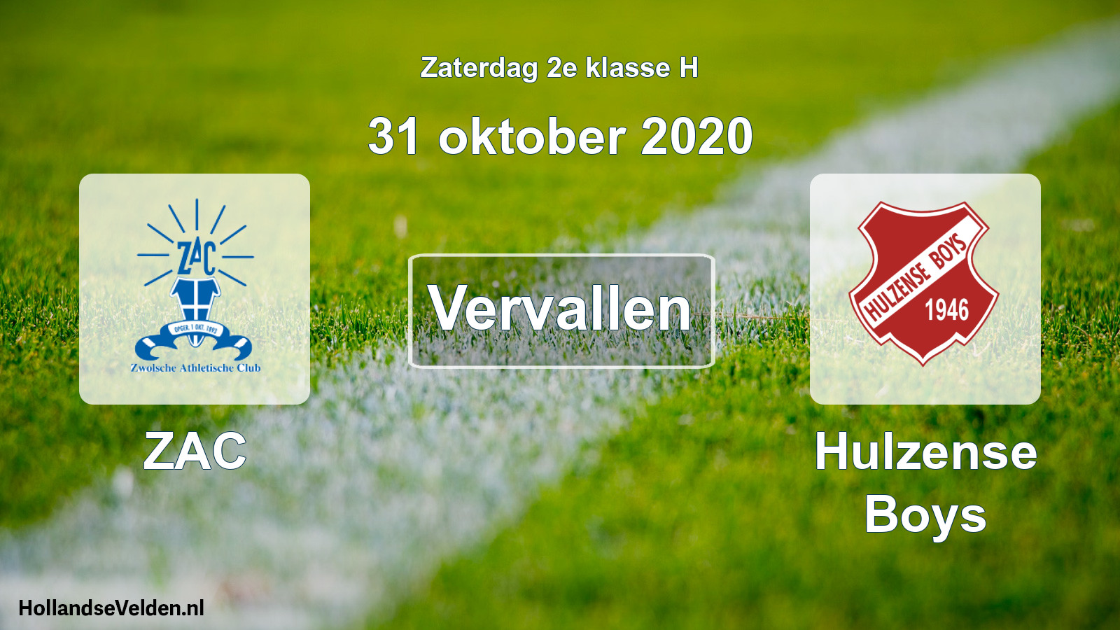 Scheduled Match: ZAC - Hulzense Boys (31 October 2020)