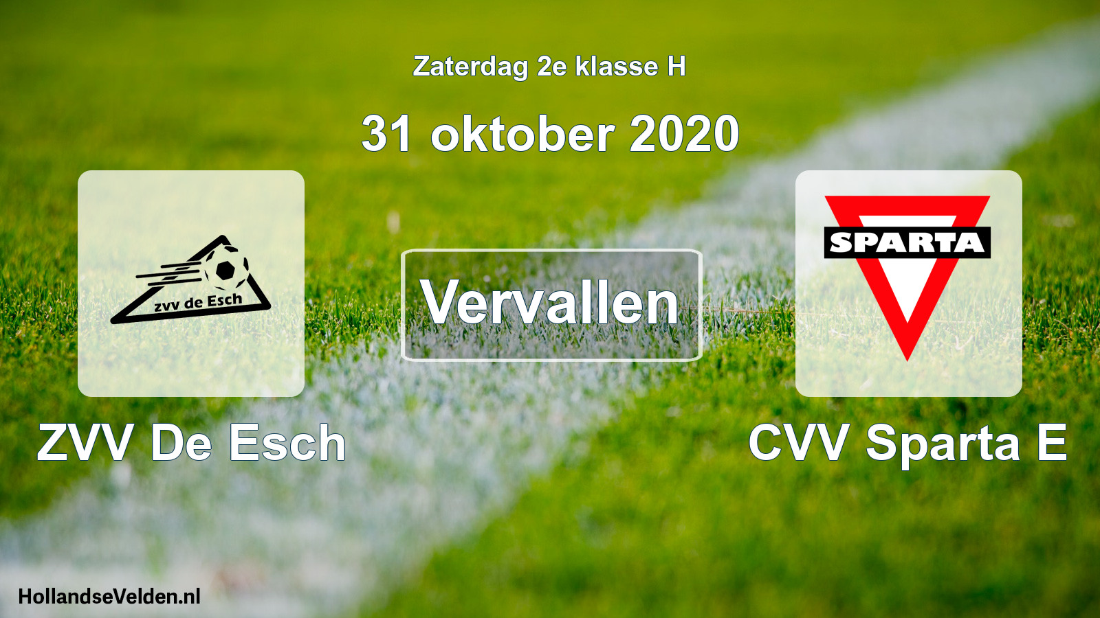 Scheduled Match: ZVV De Esch - CVV Sparta E (31 October 2020)