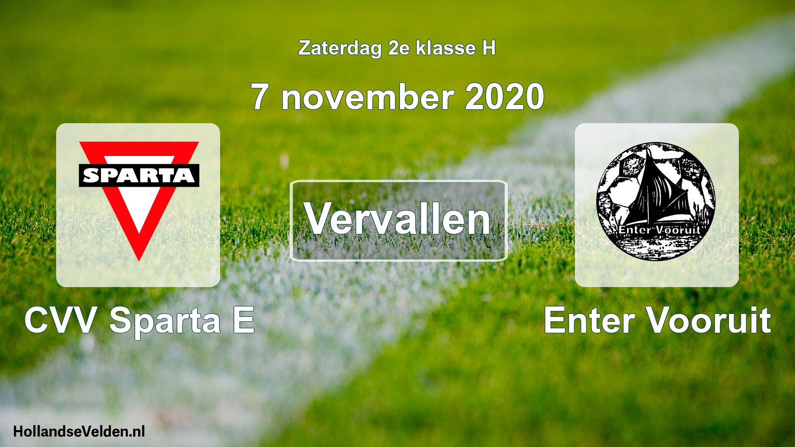 Scheduled Match: CVV Sparta E - Enter Vooruit (7 November 2020)