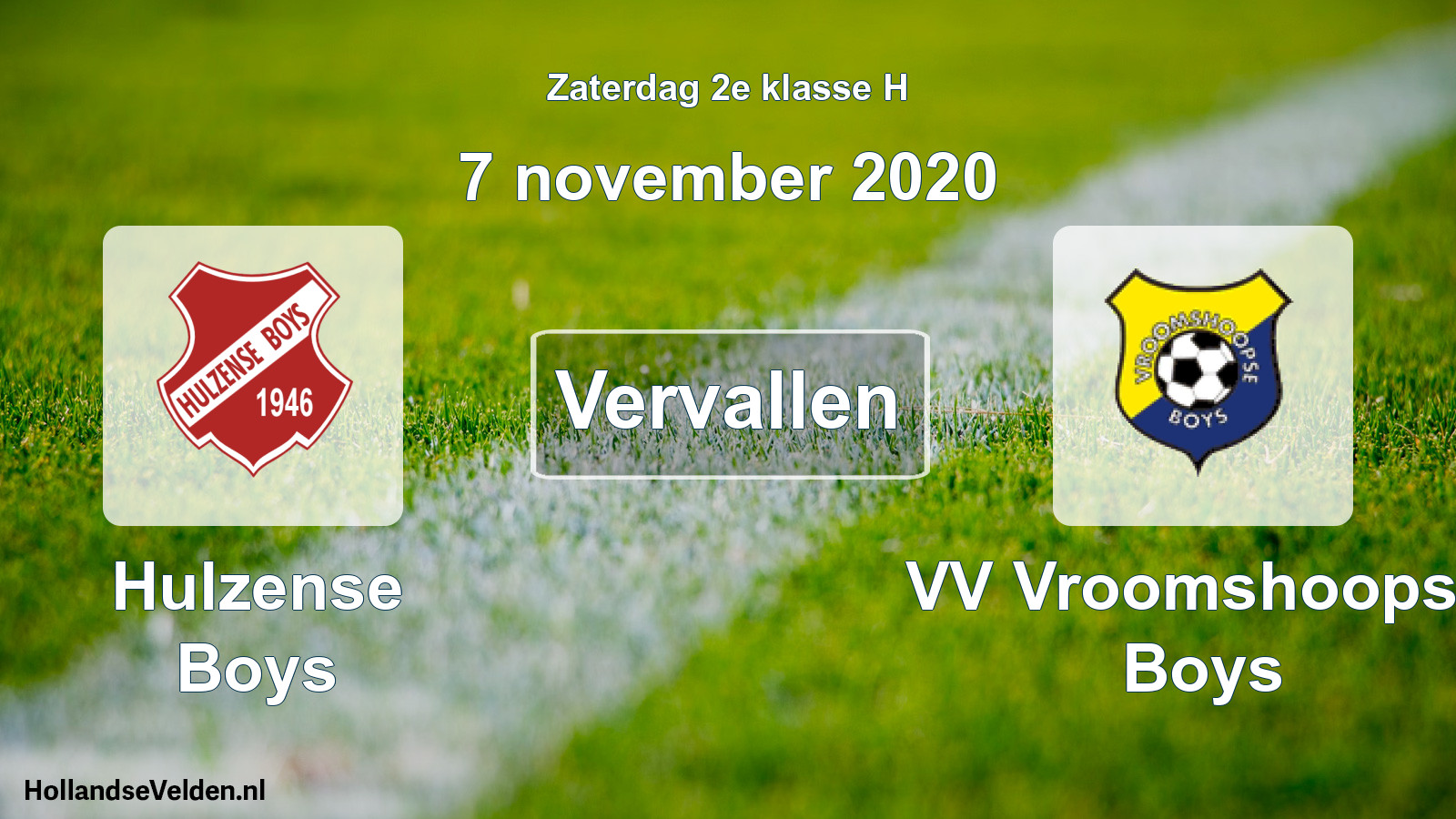 Scheduled Match: Hulzense Boys - VV Vroomshoopse Boys (7 November 2020)