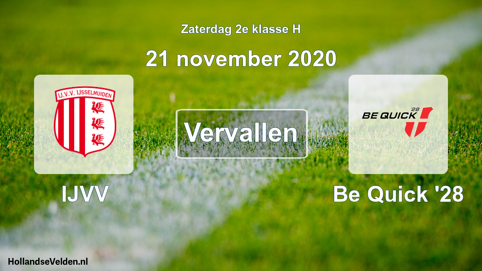 Scheduled Match: IJVV - Be Quick '28 (21 November 2020)