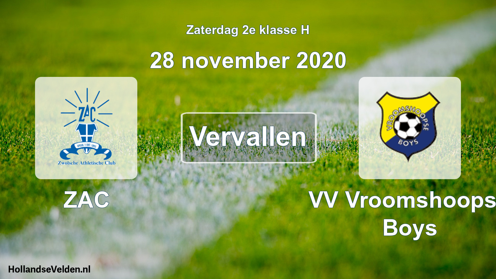 Scheduled Match: ZAC - VV Vroomshoopse Boys (28 November 2020)