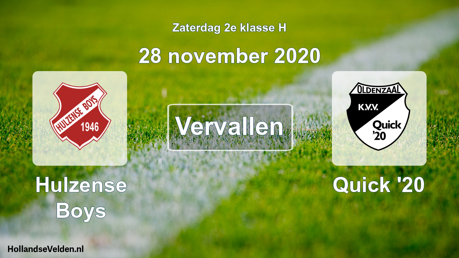 Scheduled Match: Hulzense Boys - Quick '20 (28 November 2020)