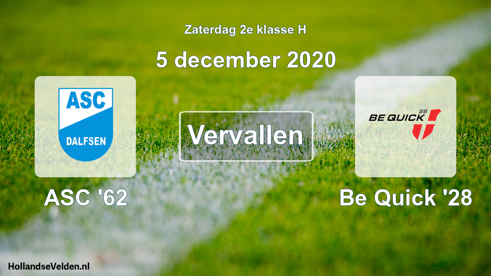 Scheduled Match: ASC '62 - Be Quick '28 (5 December 2020)