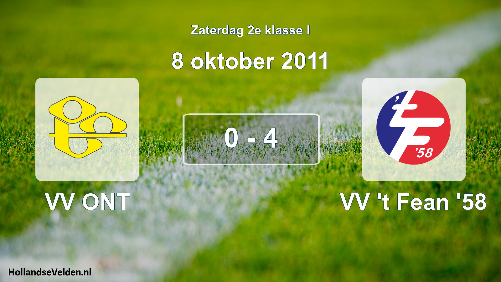 Total number of matches played: VV ONT - VV 't Fean '58 0 - 4 (8 October 2011)