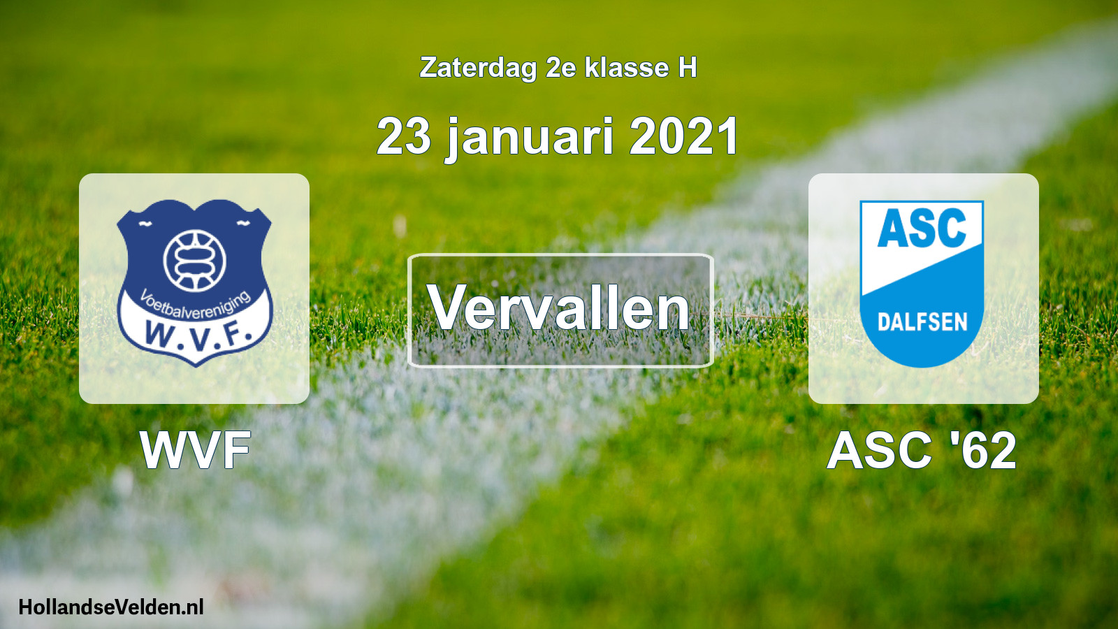 Scheduled Match: WVF - ASC '62 (23 January 2021)