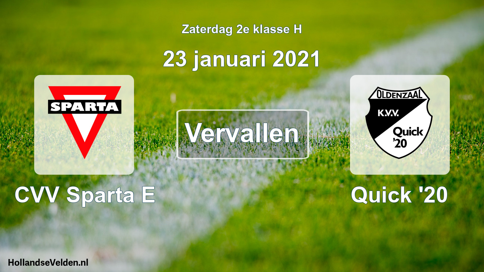 Scheduled Match: CVV Sparta E - Quick '20 (23 January 2021)