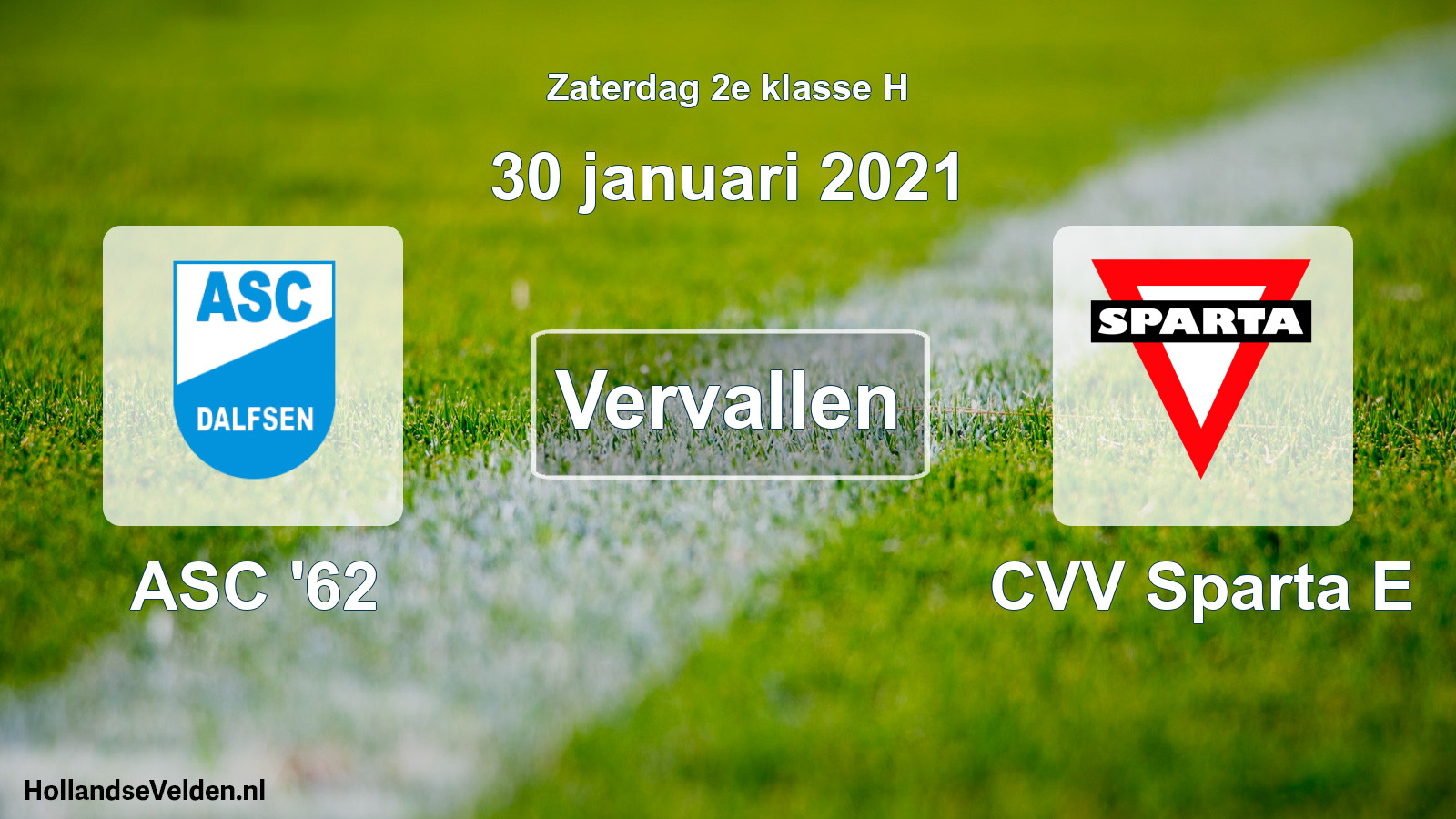 Scheduled Match: ASC '62 - CVV Sparta E (30 January 2021)