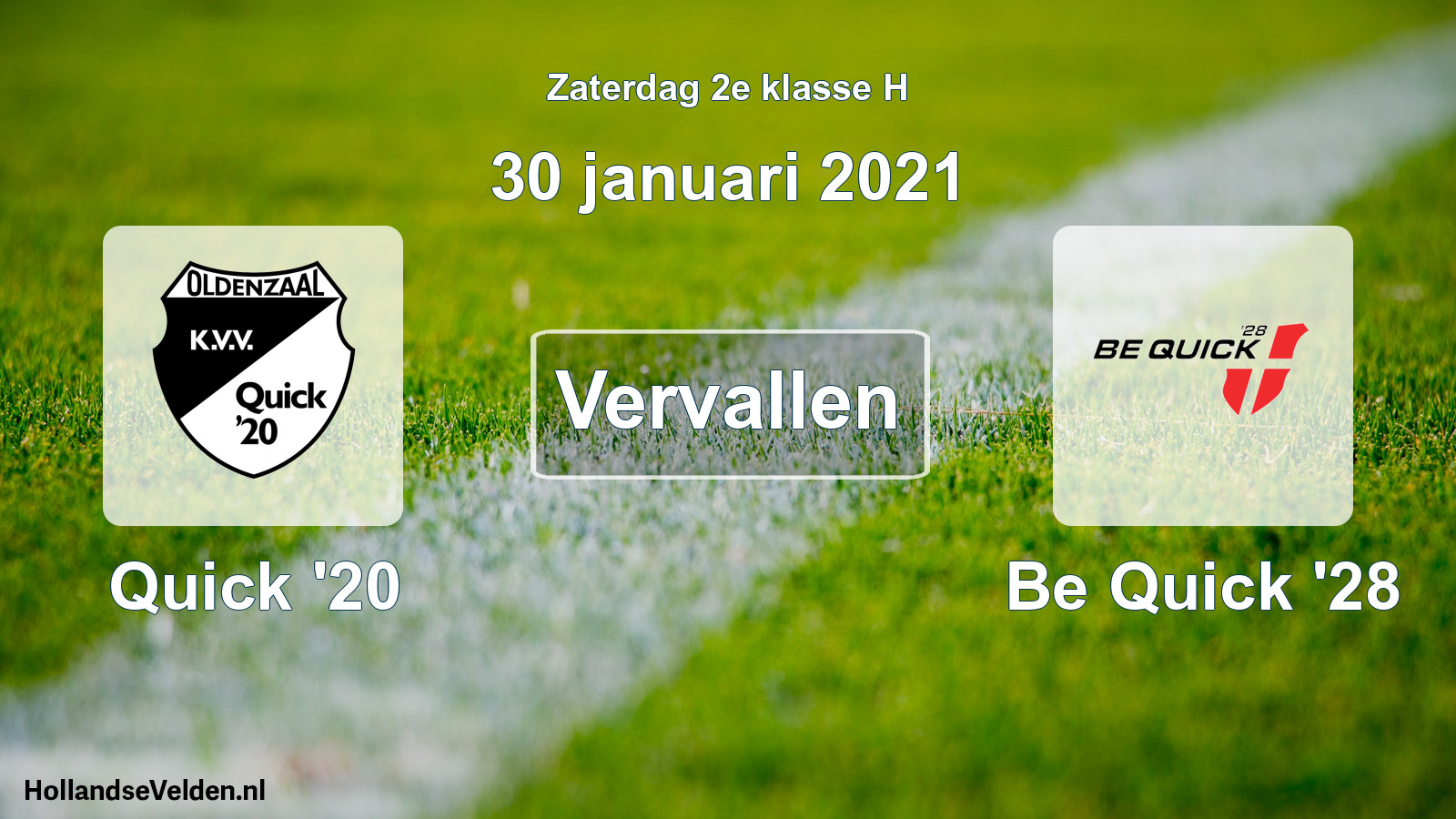 Scheduled Match: Quick '20 - Be Quick '28 (30 January 2021)