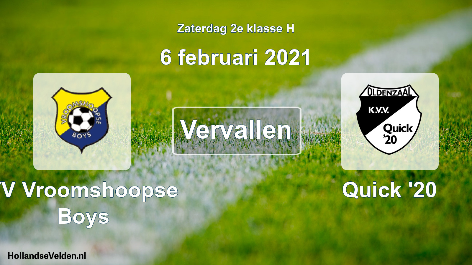 Scheduled Match: VV Vroomshoopse Boys - Quick '20 (6 February 2021)