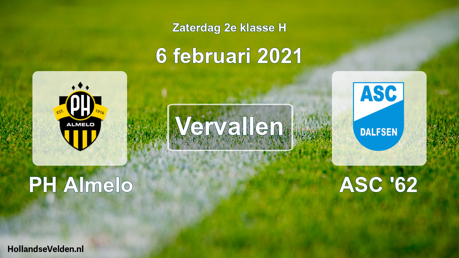 Scheduled Match: PH Almelo - ASC '62 (6 February 2021)