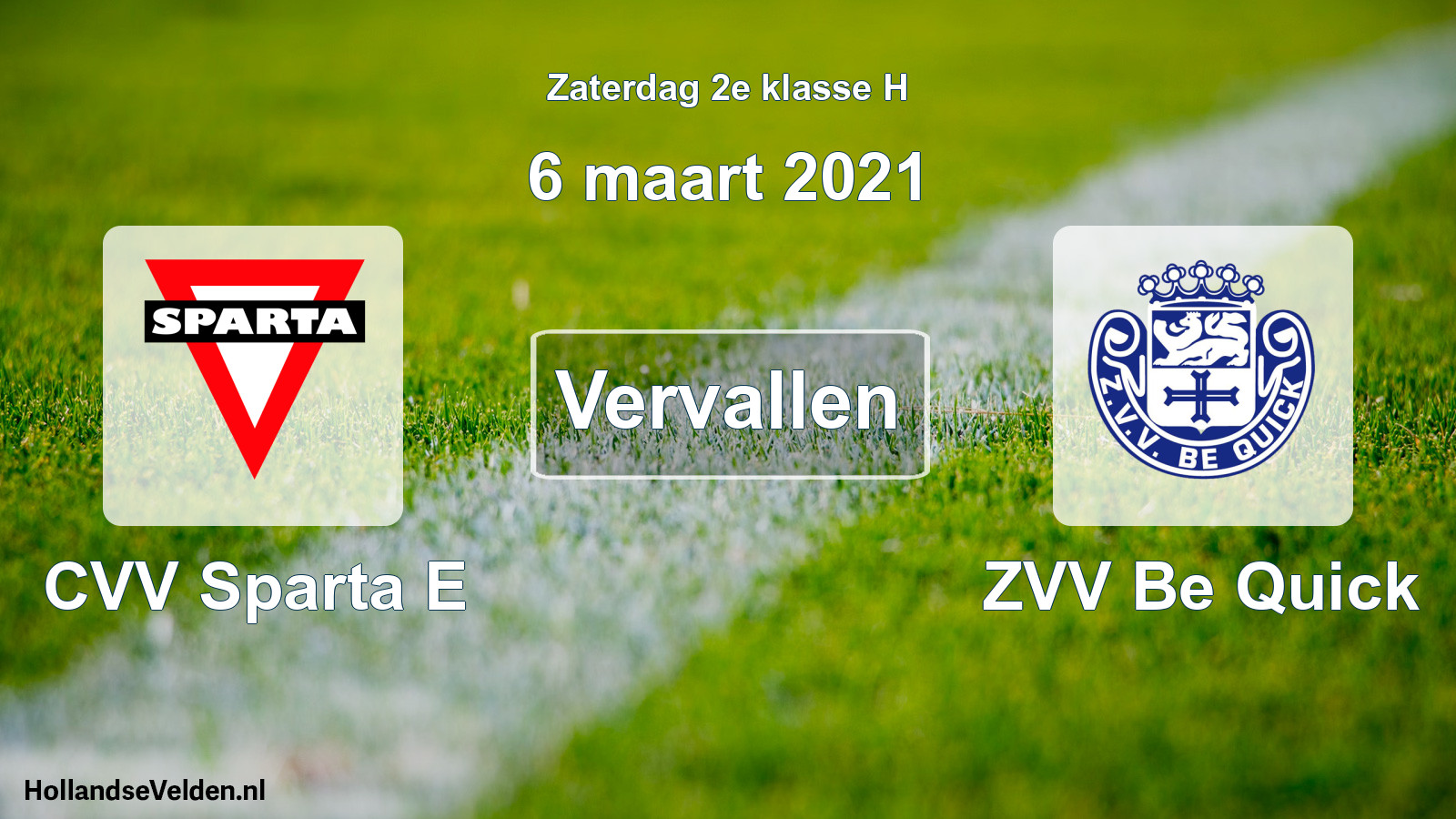 Scheduled Match: CVV Sparta E - ZVV Be Quick (6 March 2021)