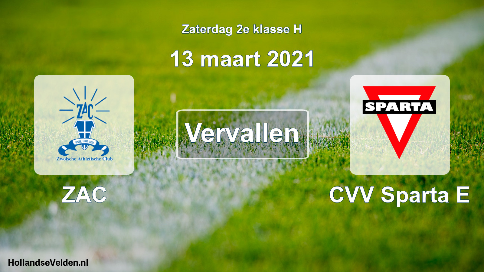 Scheduled Match: ZAC - CVV Sparta E (13 March 2021)