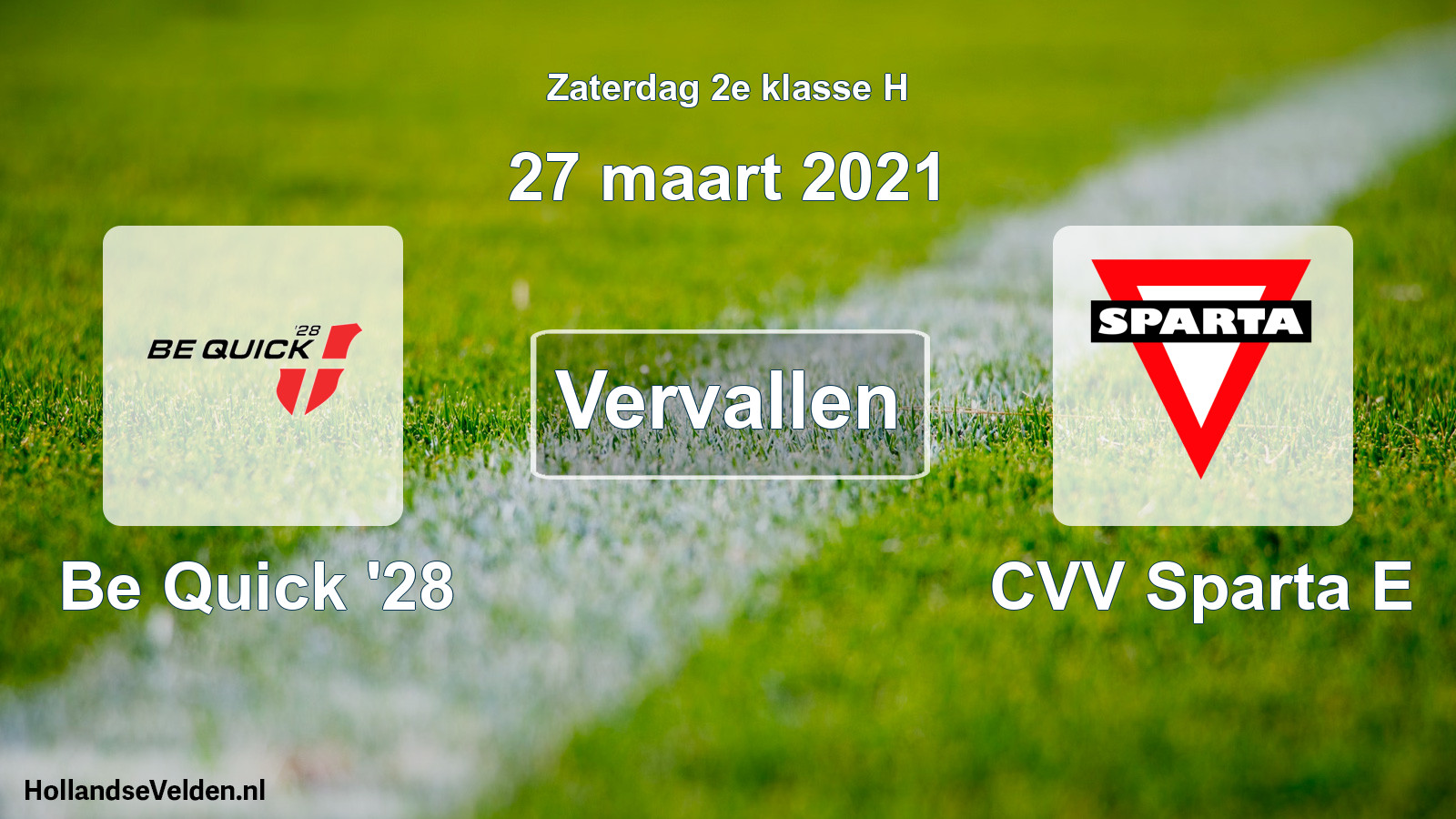 Scheduled Match: Be Quick '28 - CVV Sparta E (27 March 2021)