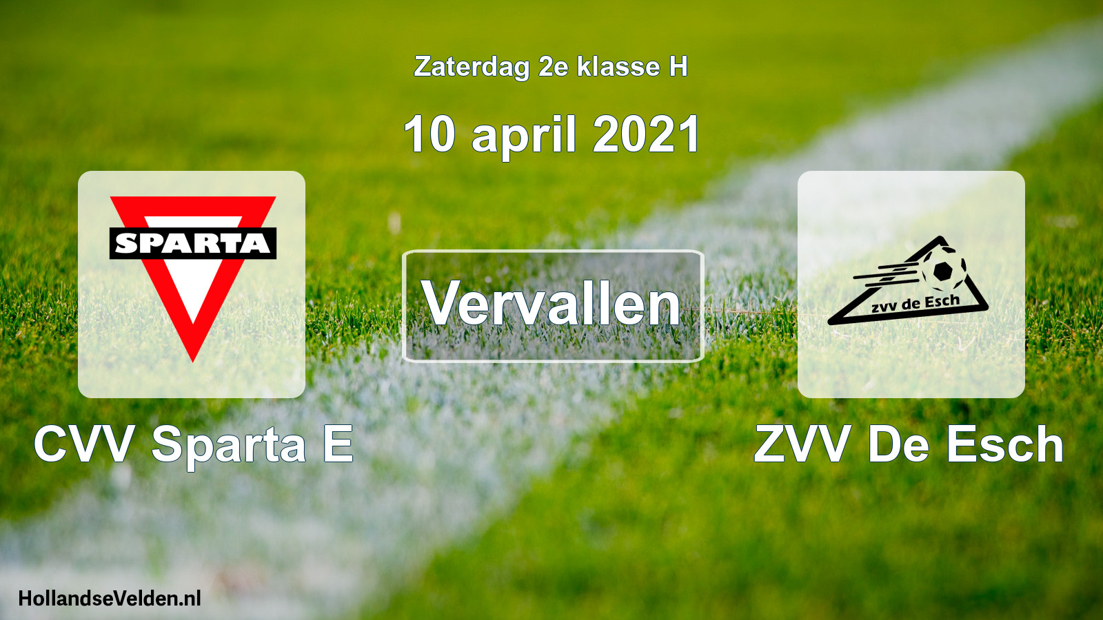Scheduled Match: CVV Sparta E - ZVV De Esch (10 April 2021)