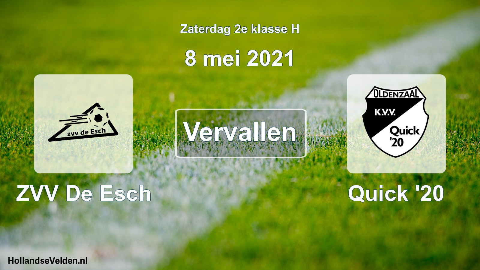 Scheduled Match: ZVV De Esch - Quick '20 (8 May 2021)