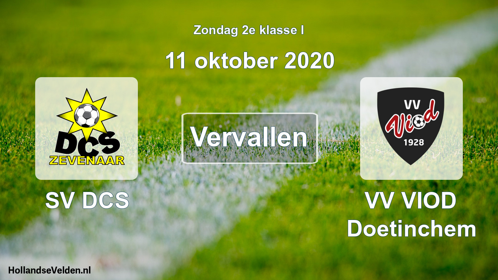 Scheduled Match: SV DCS - VV VIOD Doetinchem (11 October 2020)