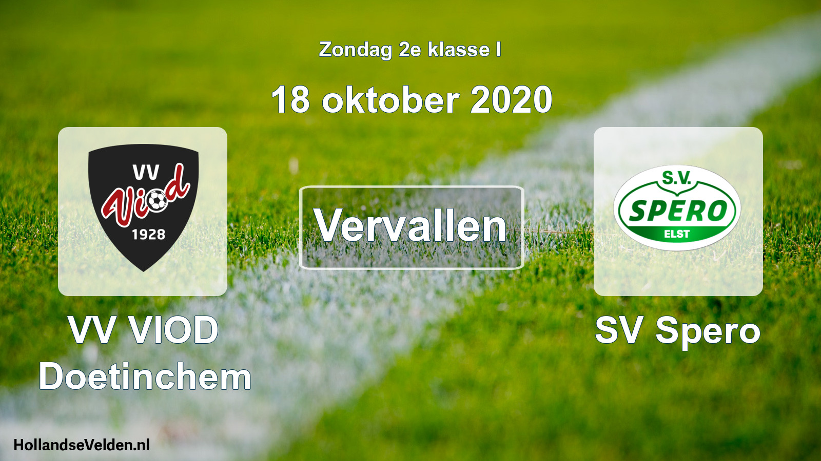 Scheduled Match: VV VIOD Doetinchem - SV Spero (18 October 2020)