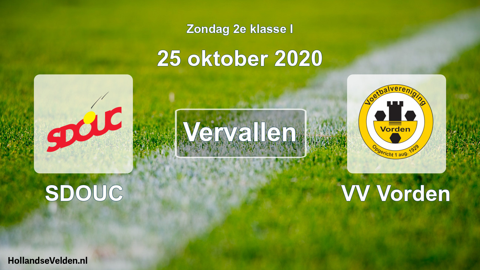 Scheduled Match: SDOUC - VV Vorden (25 October 2020)