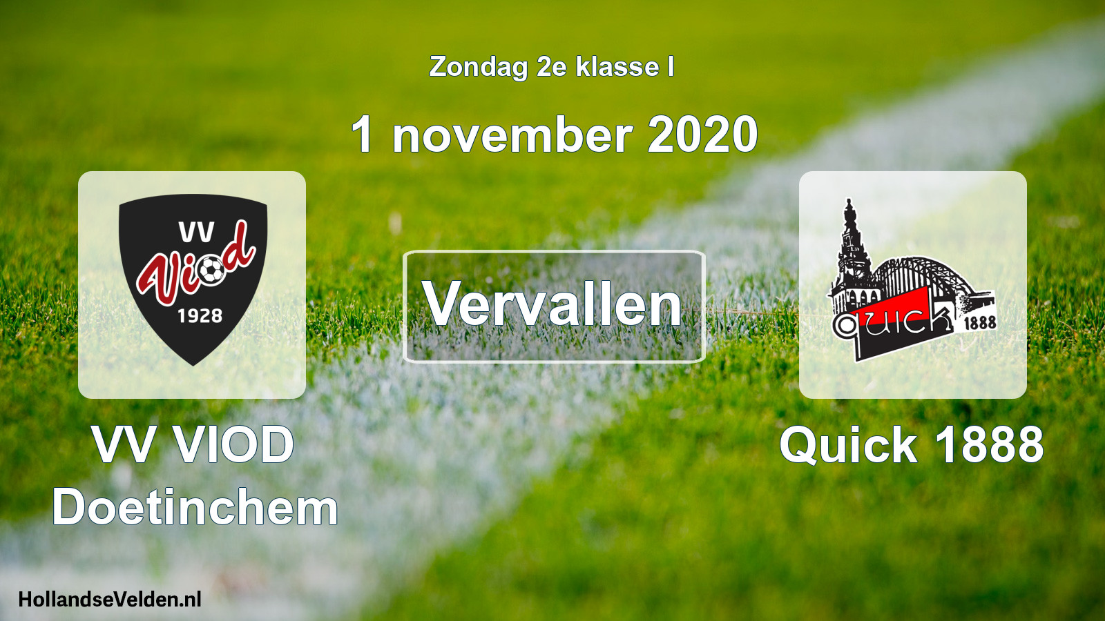 Scheduled Match: VV VIOD Doetinchem - Quick 1888 (1 November 2020)
