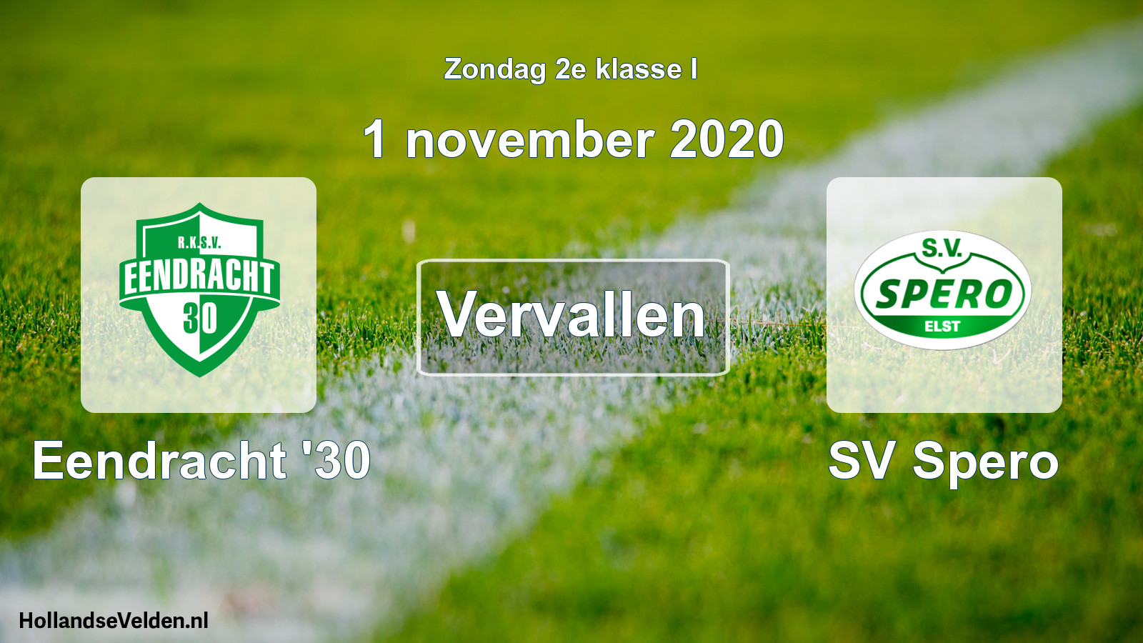 Scheduled Match: Eendracht '30 - SV Spero (1 November 2020)