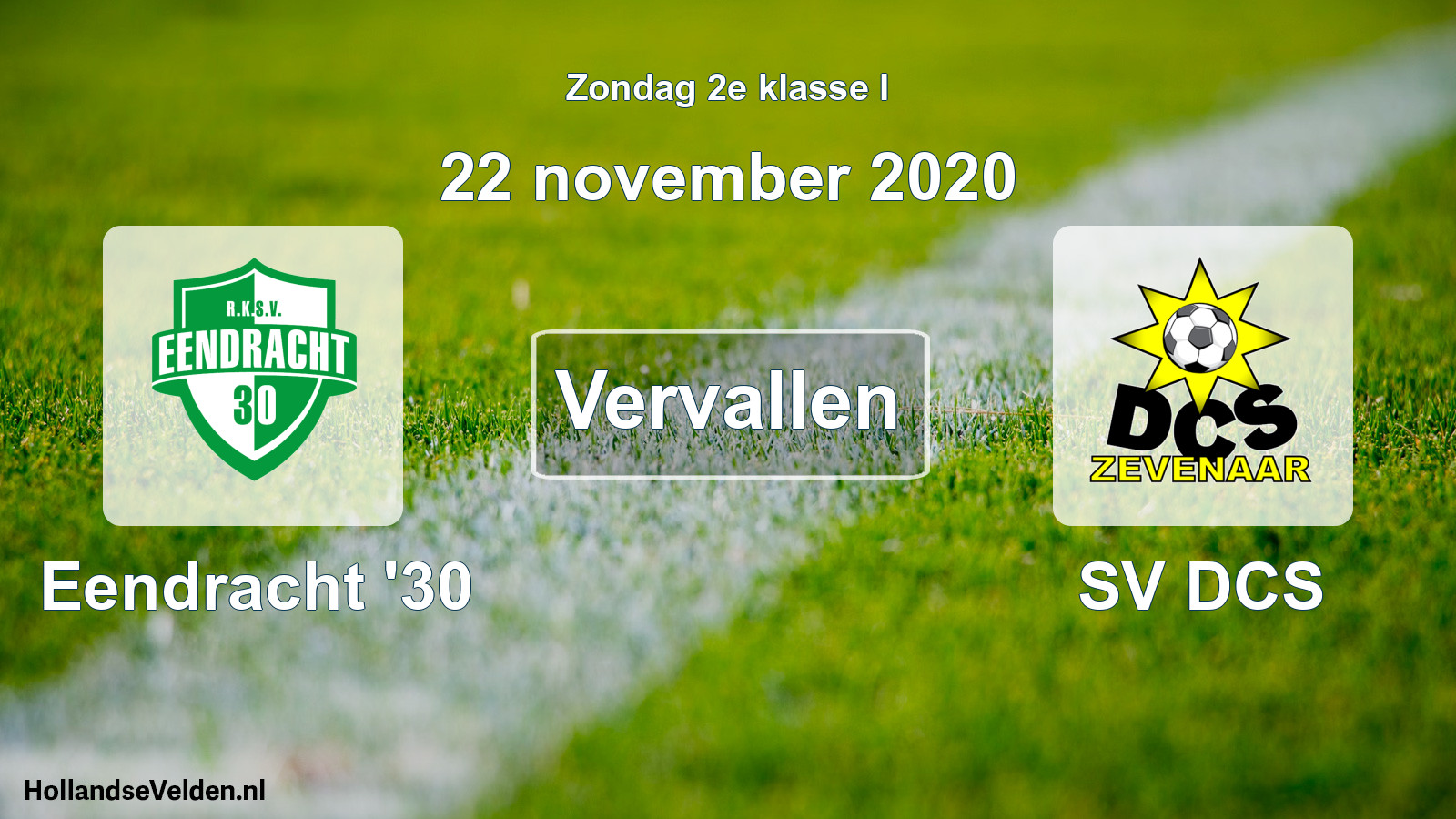 Scheduled Match: Eendracht '30 - SV DCS (22 November 2020)