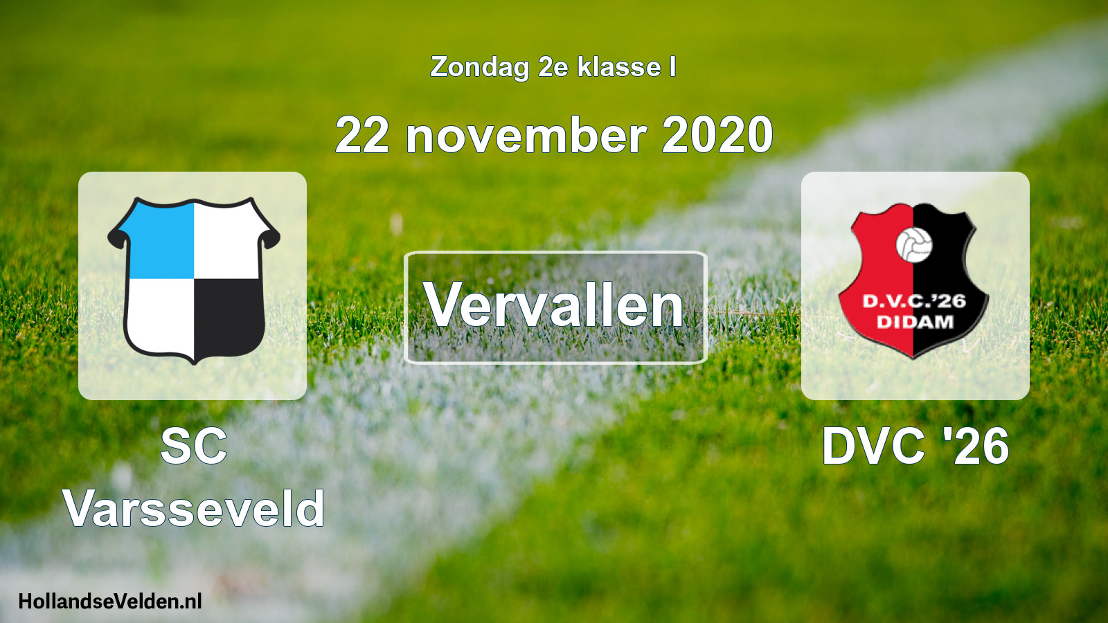 Scheduled Match: SC Varsseveld - DVC '26 (22 November 2020)