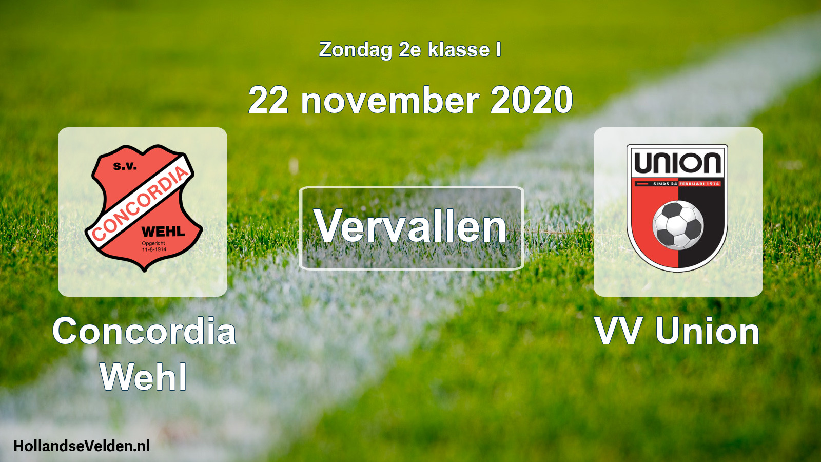Scheduled Match: Concordia Wehl - VV Union (22 November 2020)