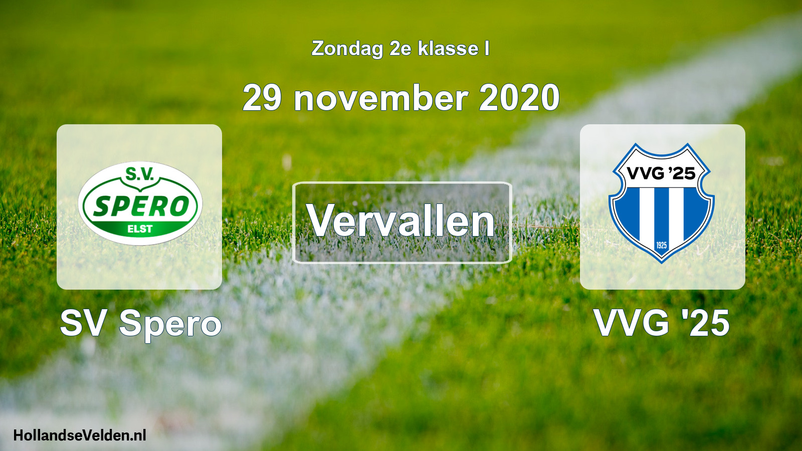 Scheduled Match: SV Spero - VVG '25 (29 November 2020)