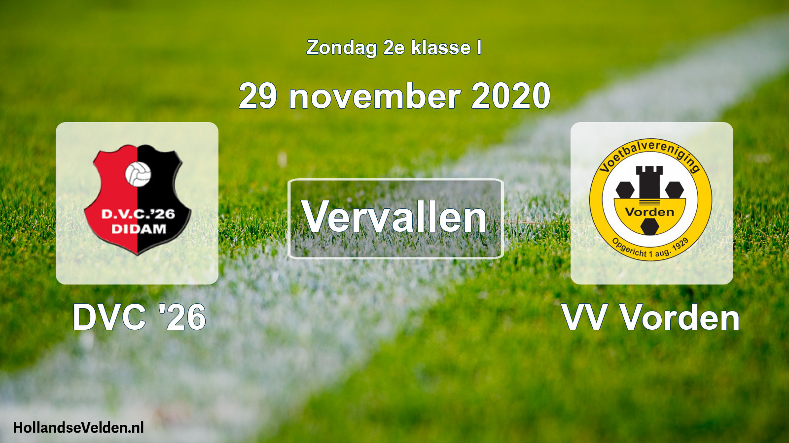 Scheduled Match: DVC '26 - VV Vorden (29 November 2020)