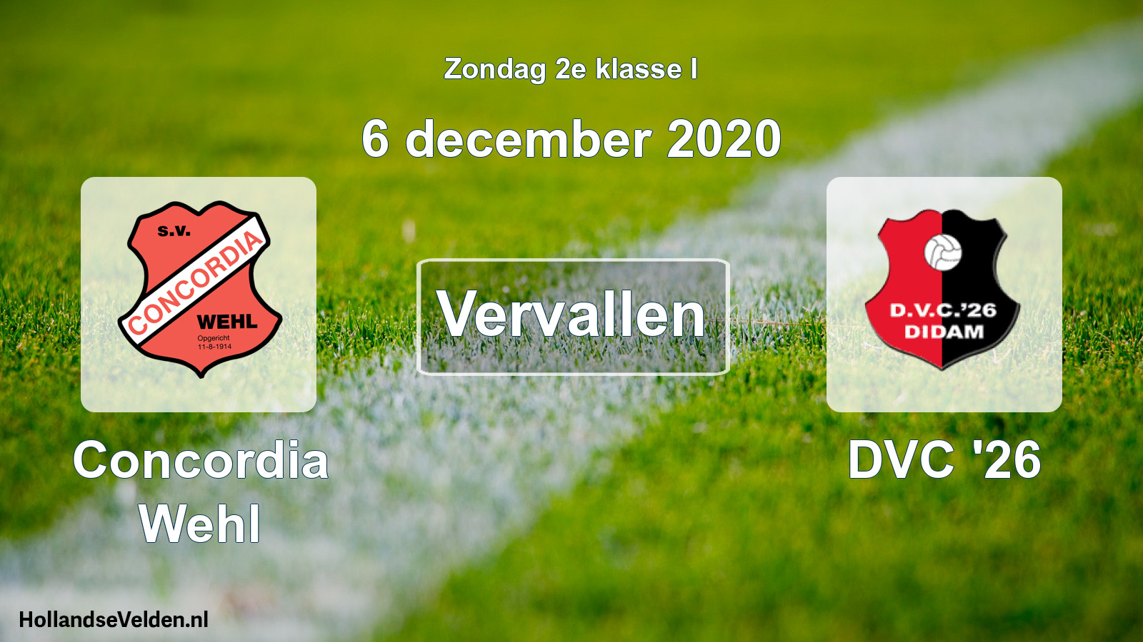 Scheduled Match: Concordia Wehl - DVC '26 (6 December 2020)