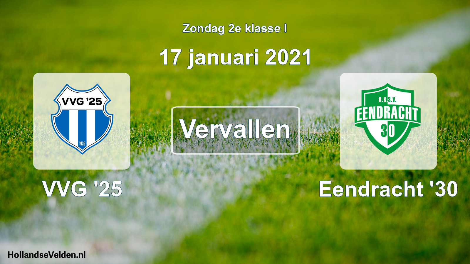 Scheduled Match: VVG '25 - Eendracht '30 (17 January 2021)