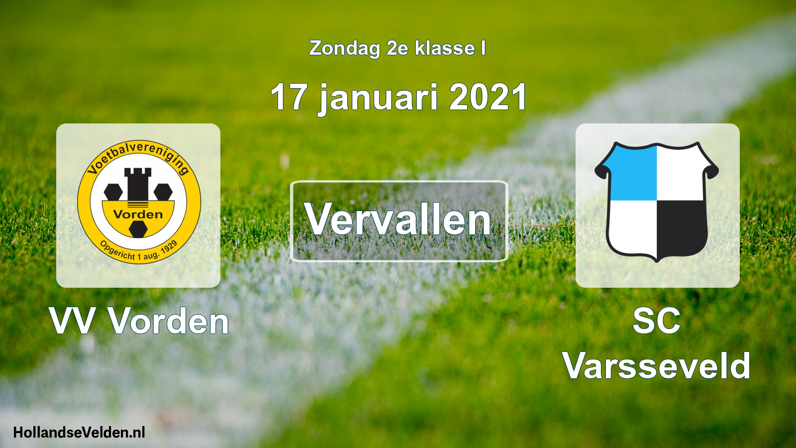Scheduled Match: VV Vorden - SC Varsseveld (17 January 2021)
