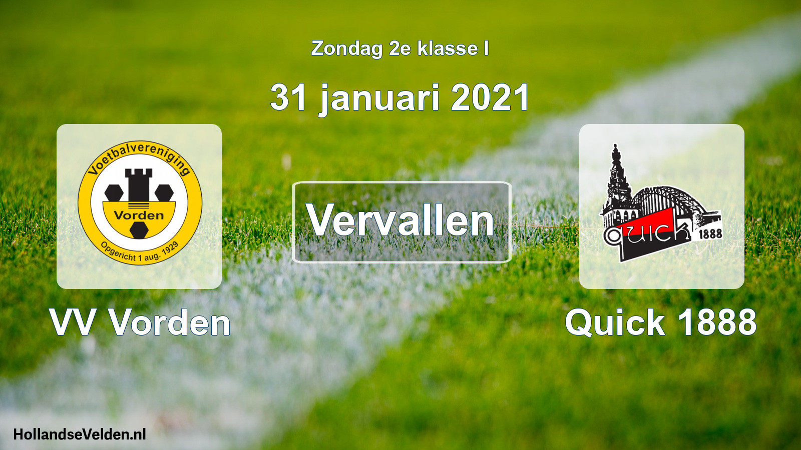 Scheduled Match: VV Vorden - Quick 1888 (31 January 2021)
