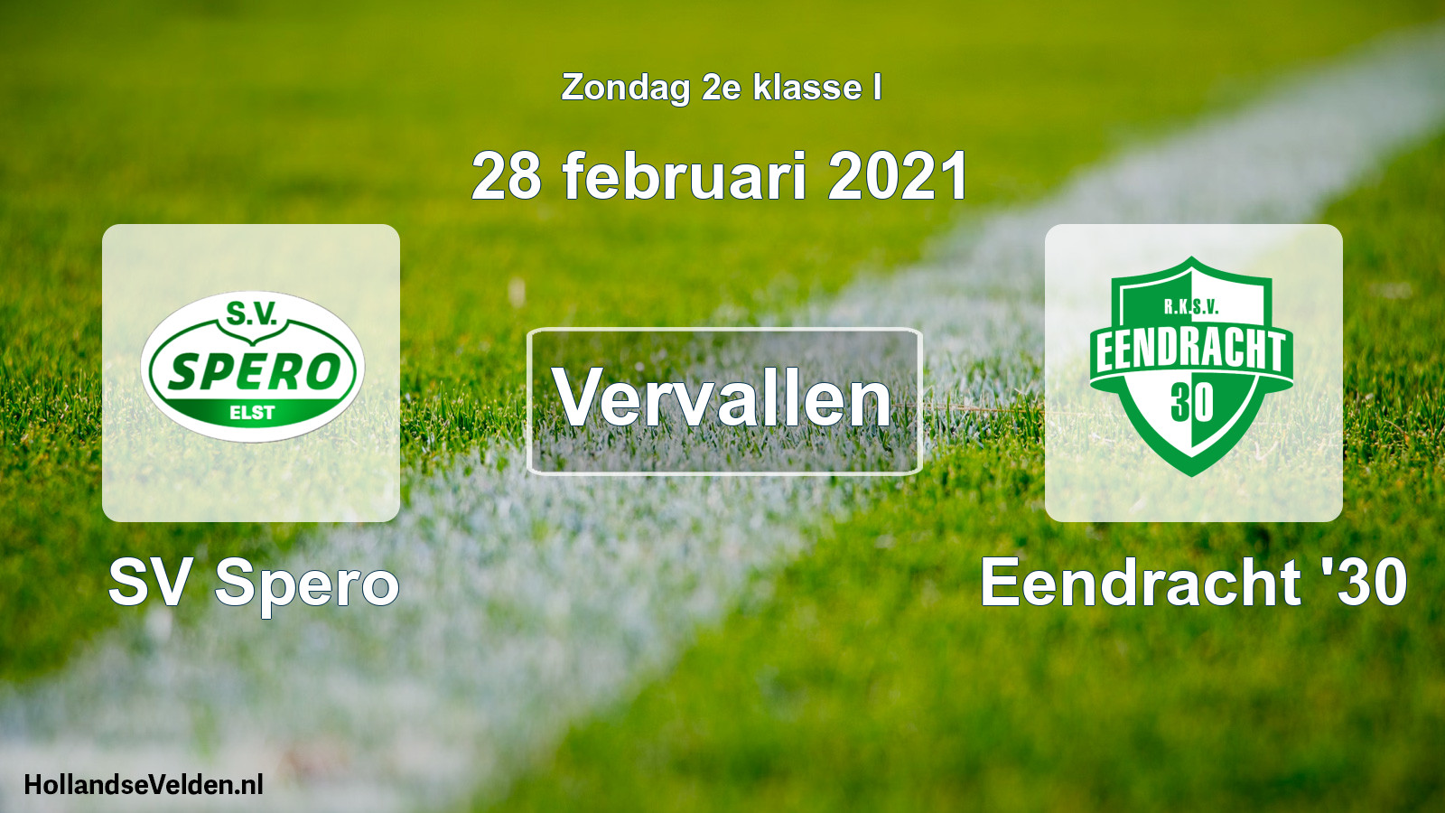 Scheduled Match: SV Spero - Eendracht '30 (28 February 2021)