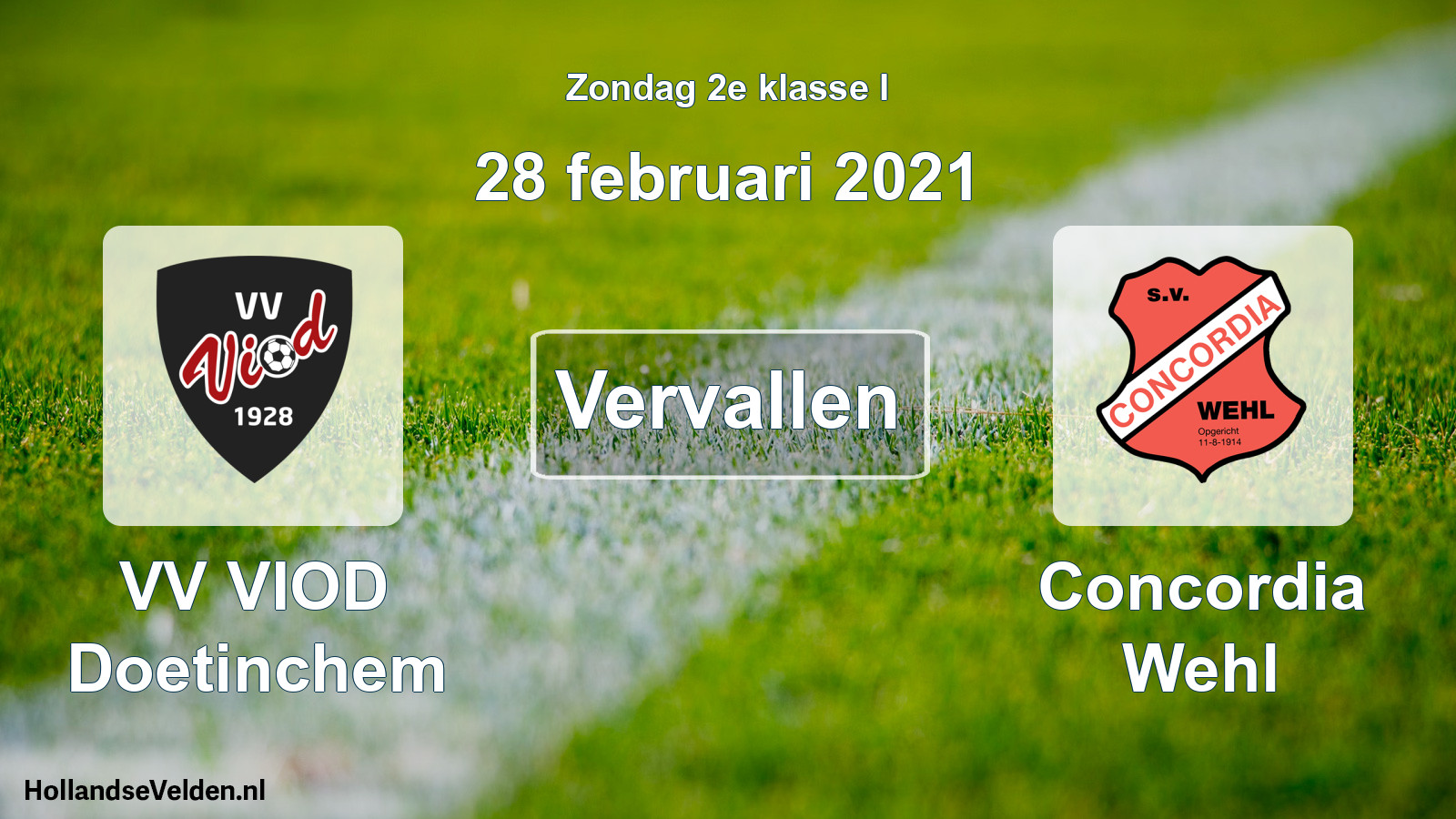 Scheduled Match: VV VIOD Doetinchem - Concordia Wehl (28 February 2021)