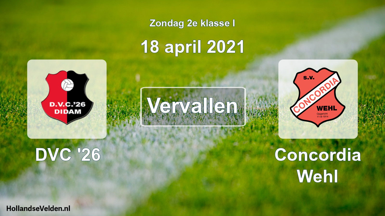 Scheduled Match: DVC '26 - Concordia Wehl (18 April 2021)