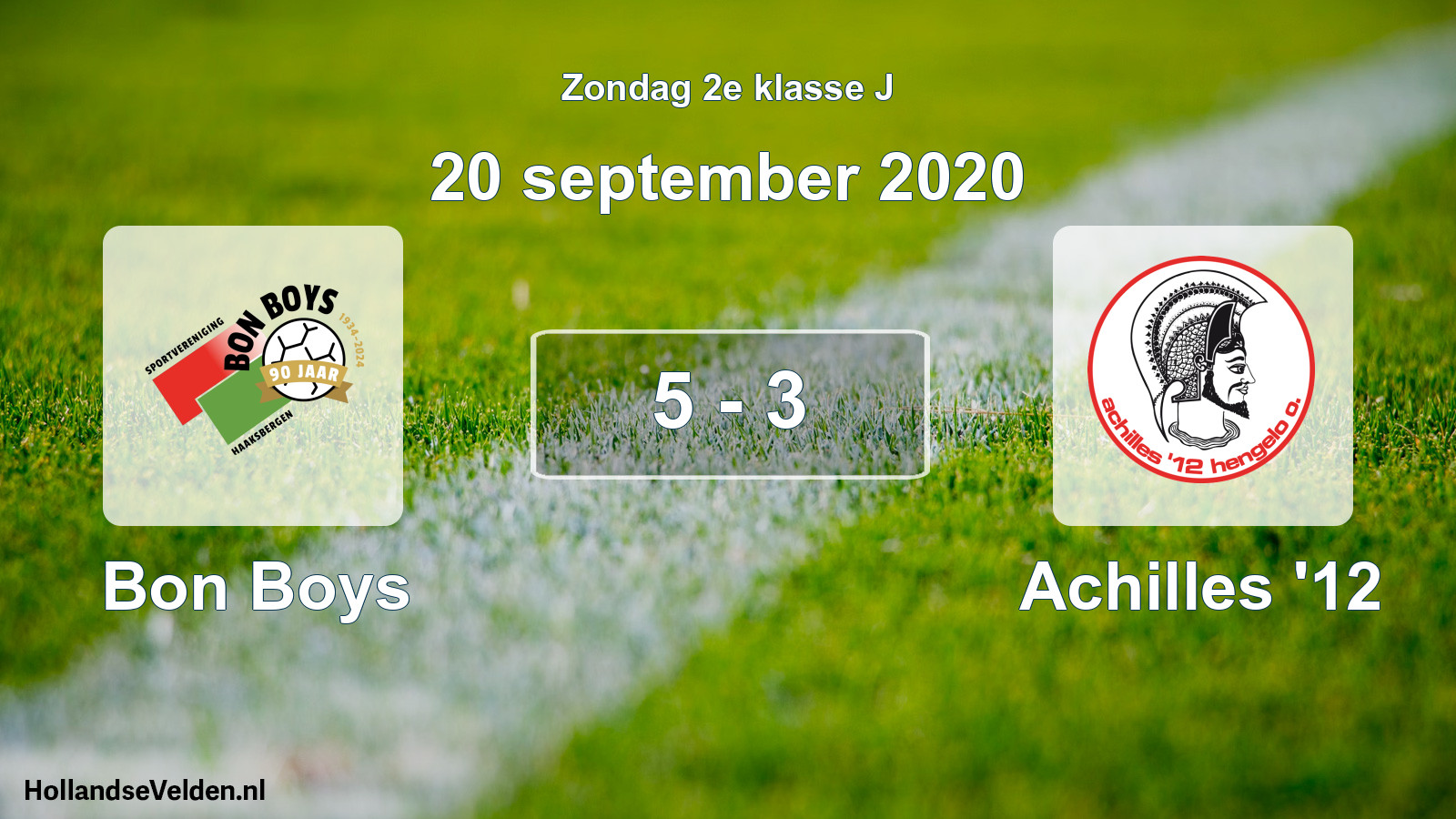 Total number of matches played: Bon Boys - Achilles '12 5 - 3 (20 September 2020)