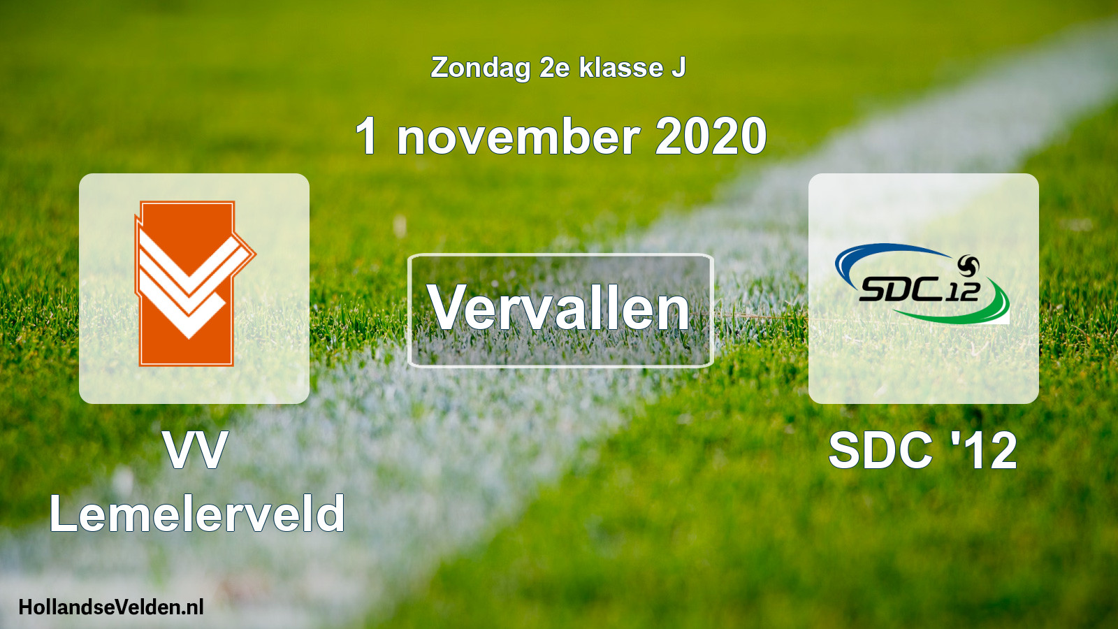 Scheduled Match: VV Lemelerveld - SDC '12 (1 November 2020)