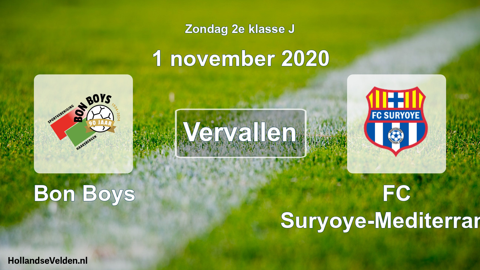 Scheduled Match: Bon Boys - FC Suryoye-Mediterraneo (1 November 2020)