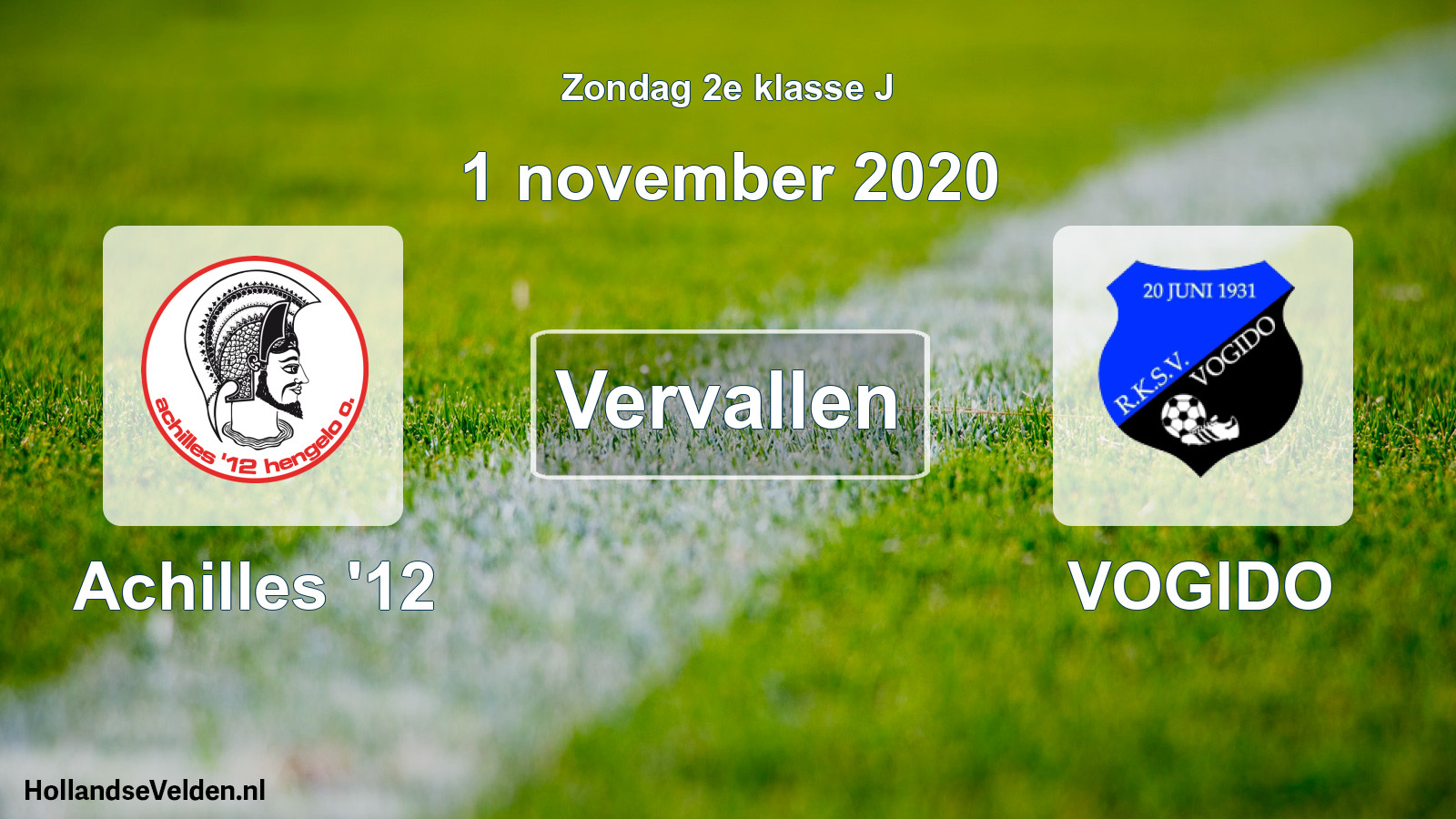 Scheduled Match: Achilles '12 - VOGIDO (1 November 2020)