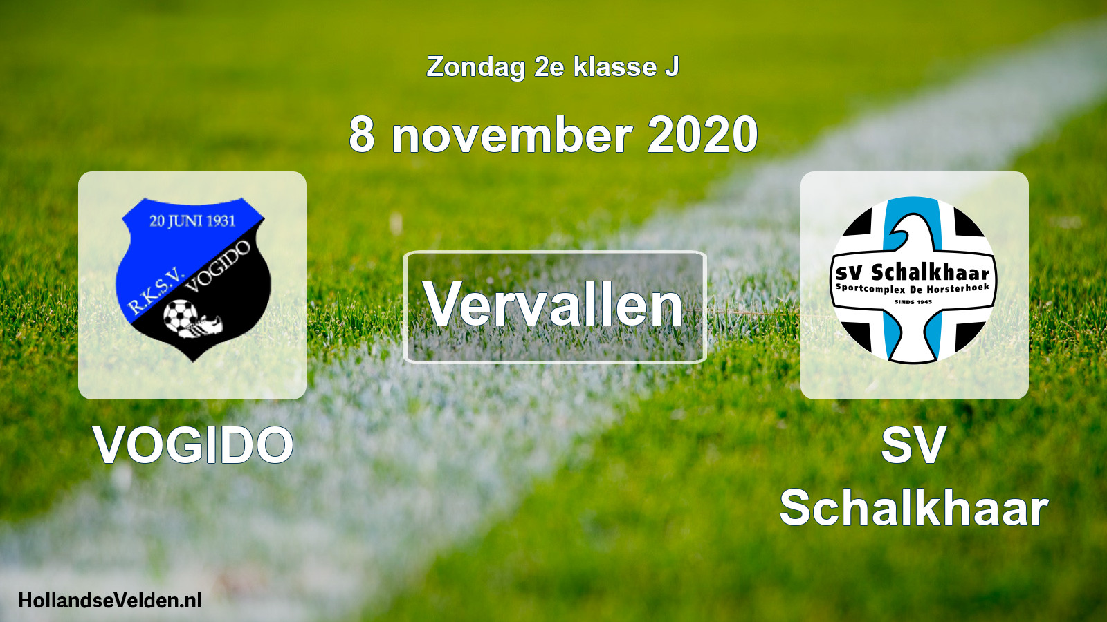 Scheduled Match: VOGIDO - SV Schalkhaar (8 November 2020)