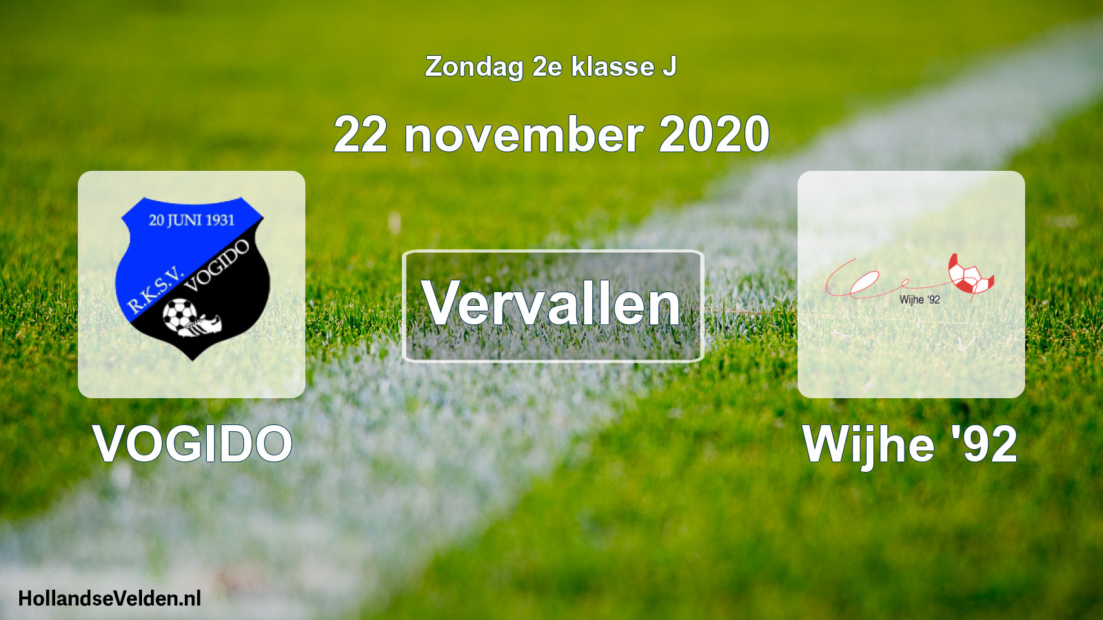Scheduled Match: VOGIDO - Wijhe '92 (22 November 2020)