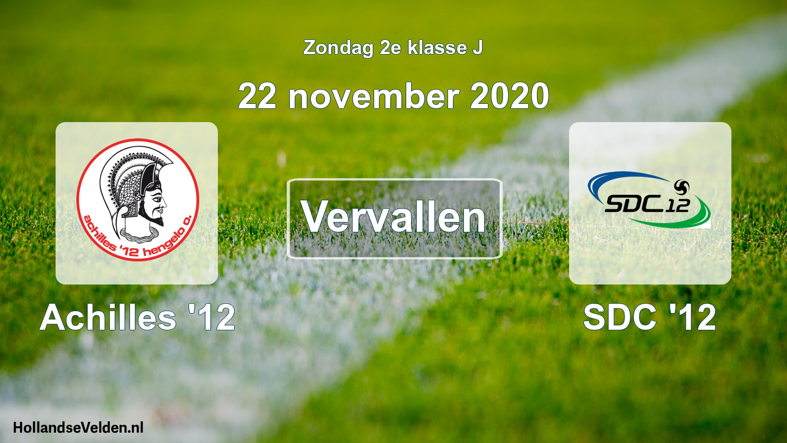 Scheduled Match: Achilles '12 - SDC '12 (22 November 2020)