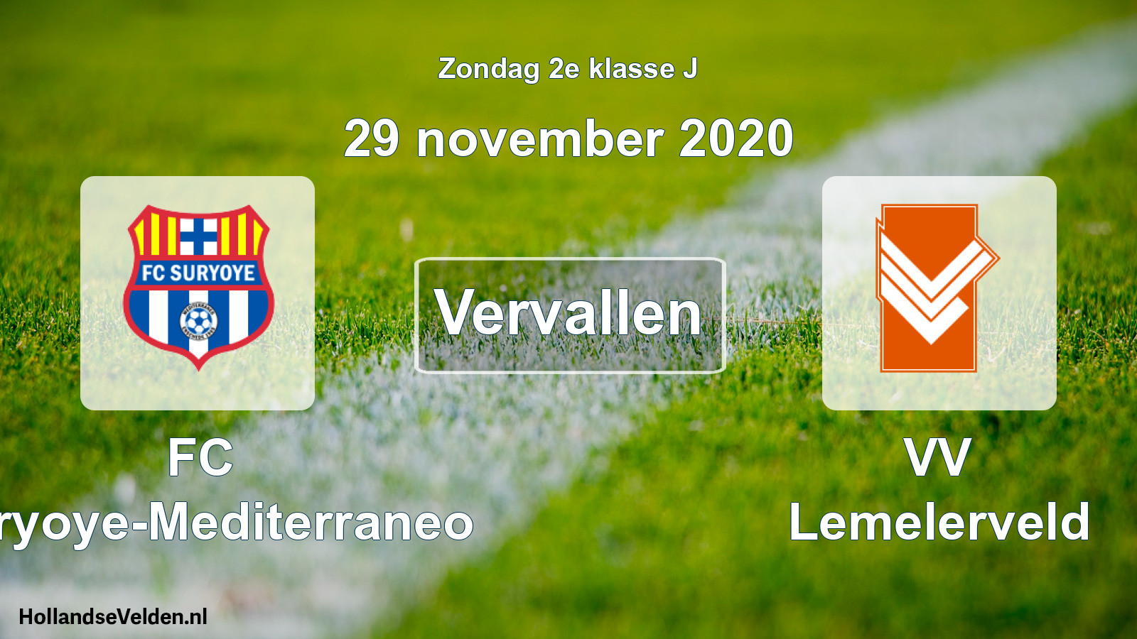 Scheduled Match: FC Suryoye-Mediterraneo - VV Lemelerveld (29 November 2020)