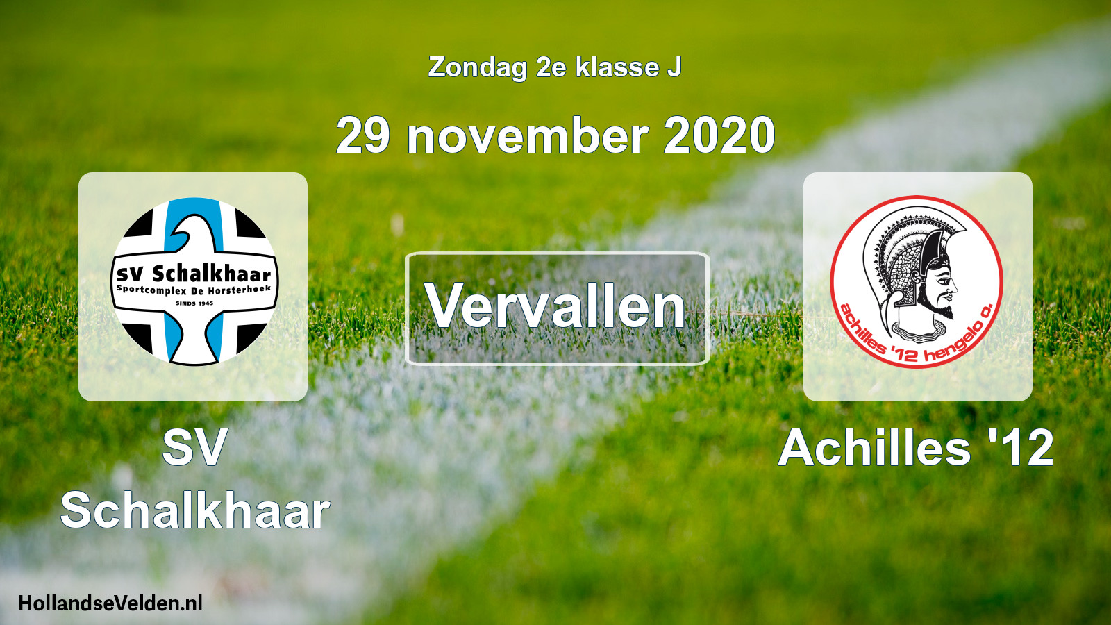 Scheduled Match: SV Schalkhaar - Achilles '12 (29 November 2020)
