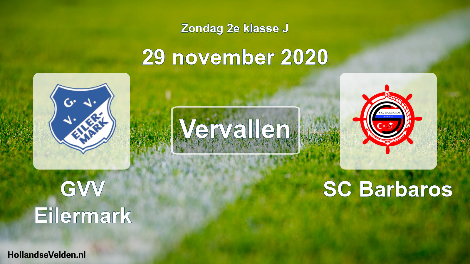 Scheduled Match: GVV Eilermark - SC Barbaros (29 November 2020)