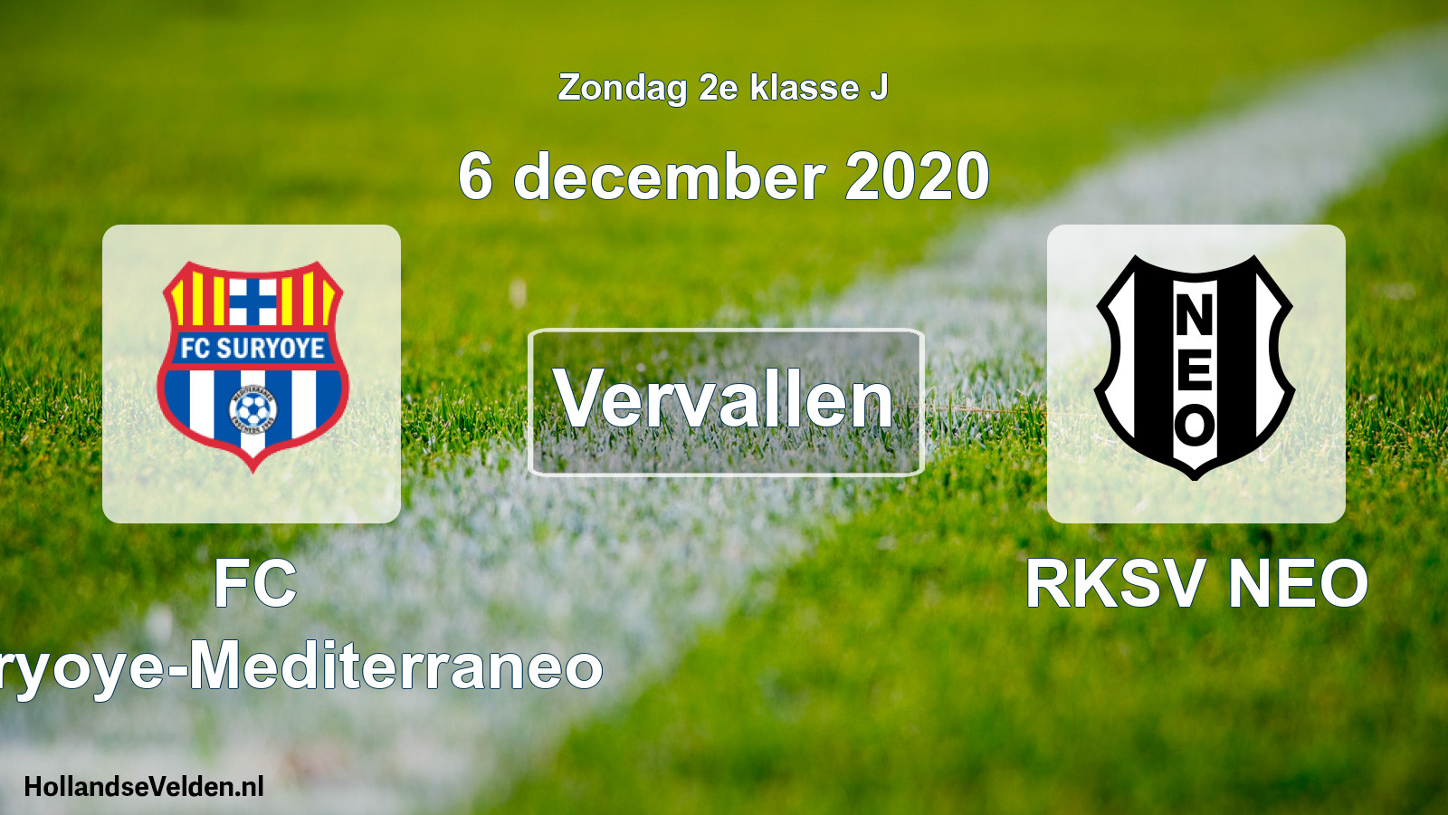 Scheduled Match: FC Suryoye-Mediterraneo - RKSV NEO (6 December 2020)